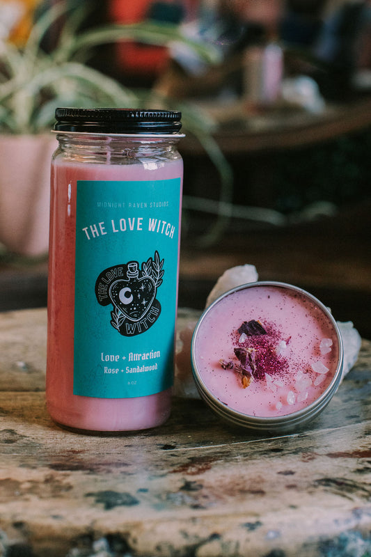 Love Witch Manifestation Candle - Rose and Sandalwood