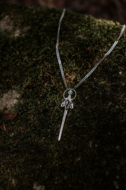 Nesta Sword Necklace - Black Obsidian