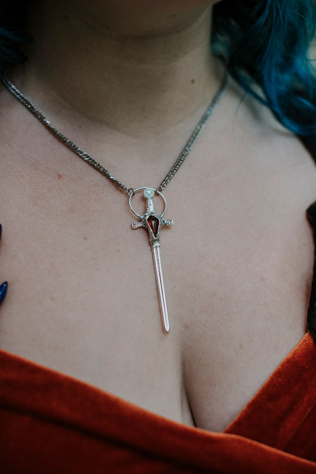 Morrigan Sword Necklace - Garnet