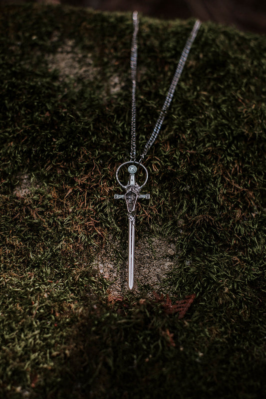 Aelin Sword Necklace - Black Rutile