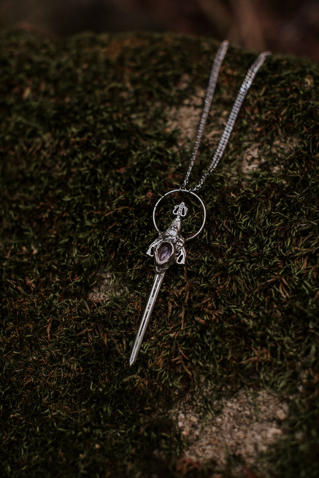 Elain Sword Necklace - Pink Amethyst