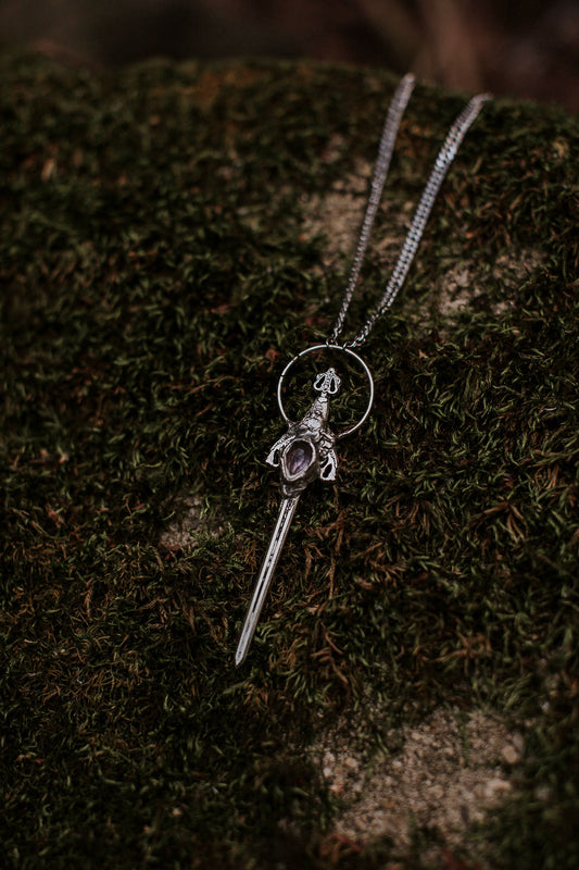 Elain Sword Necklace - Pink Amethyst