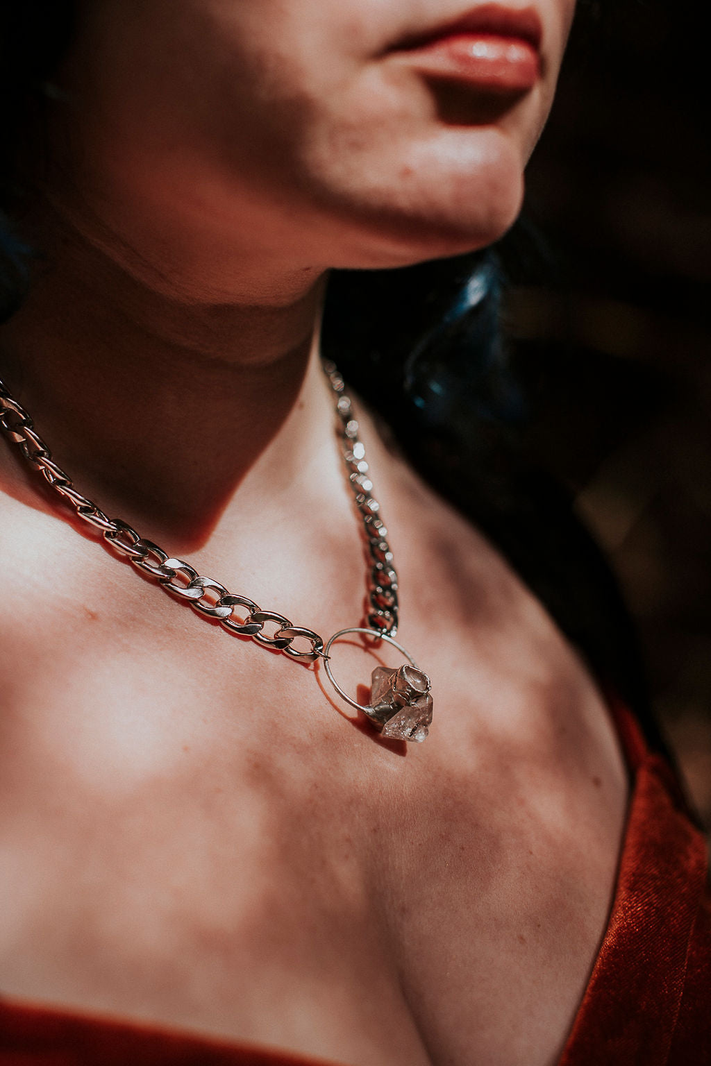Minerva Necklace – Herkimer Diamond & Rose Quartz