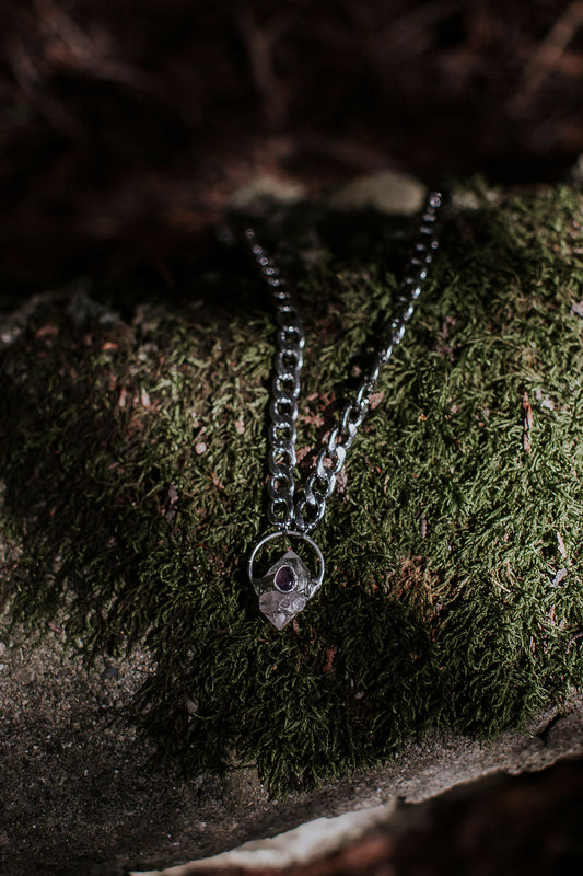 Minerva Necklace – Herkimer Diamond & Amethyst