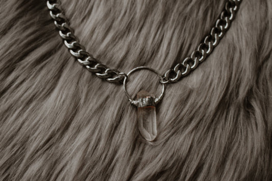 Athena Thick Chain Necklace - Clear Quartz