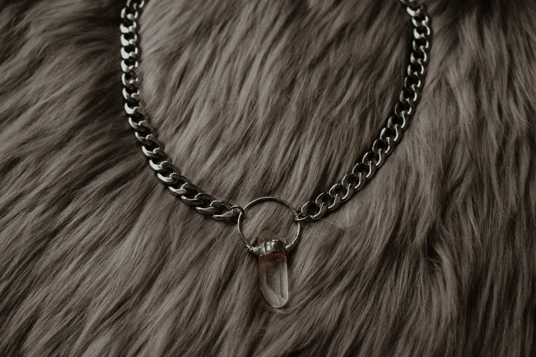 Athena Thick Chain Necklace - Clear Quartz