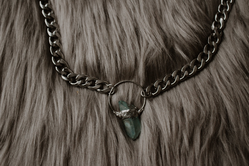Athena Thick Chain Necklace - Aqua Aura