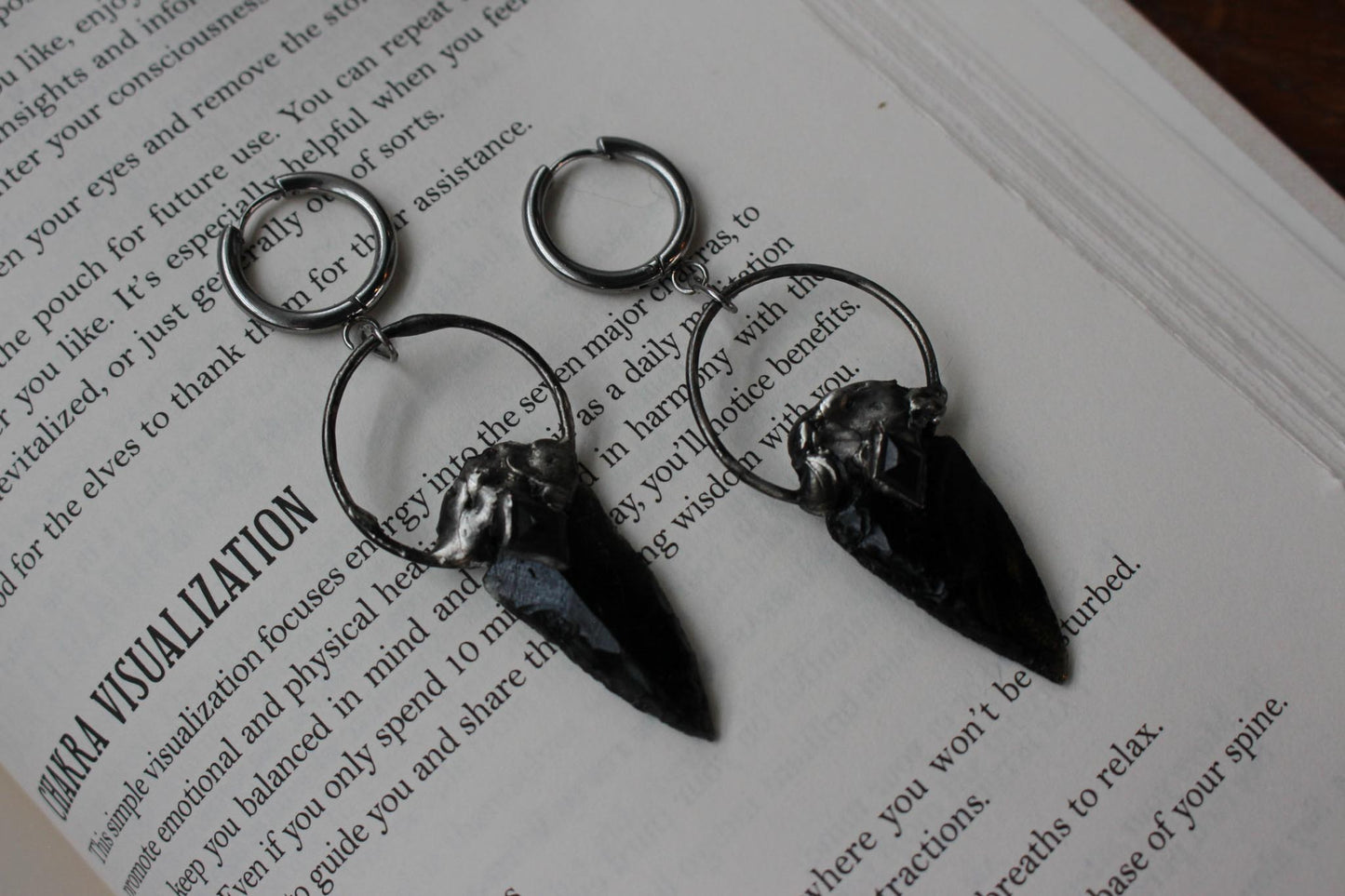 Cupids Arrow Earrings | Black Obsidian + Garnet