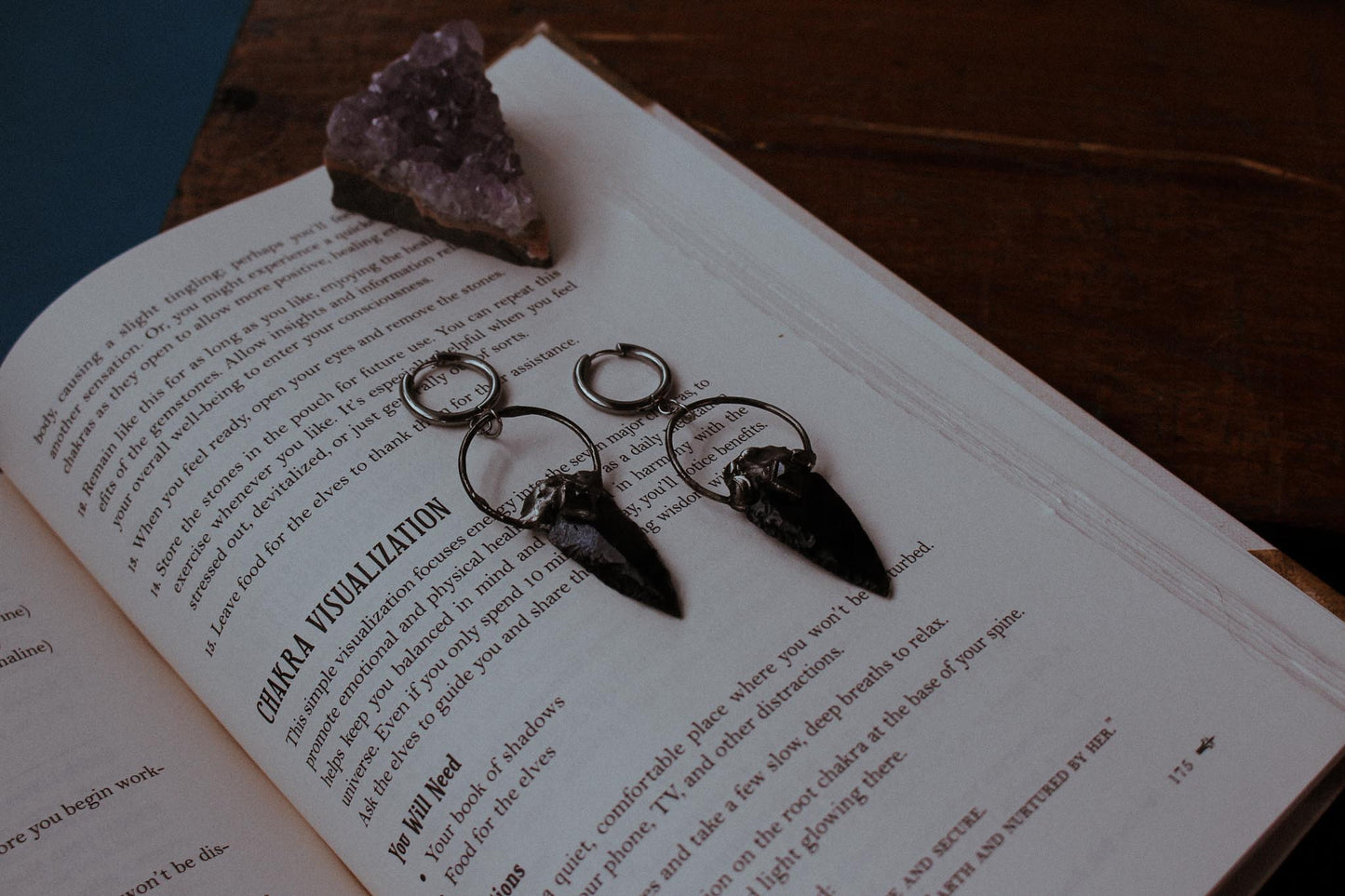 Cupids Arrow Earrings | Black Obsidian + Garnet