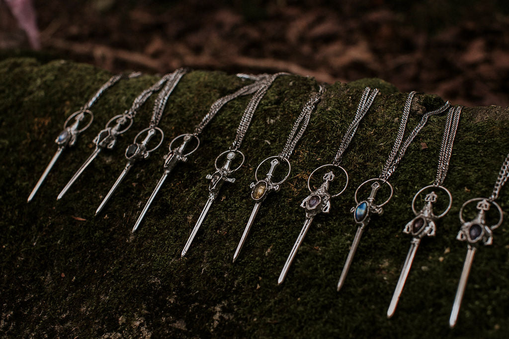 Manon Sword Necklace - Garnet
