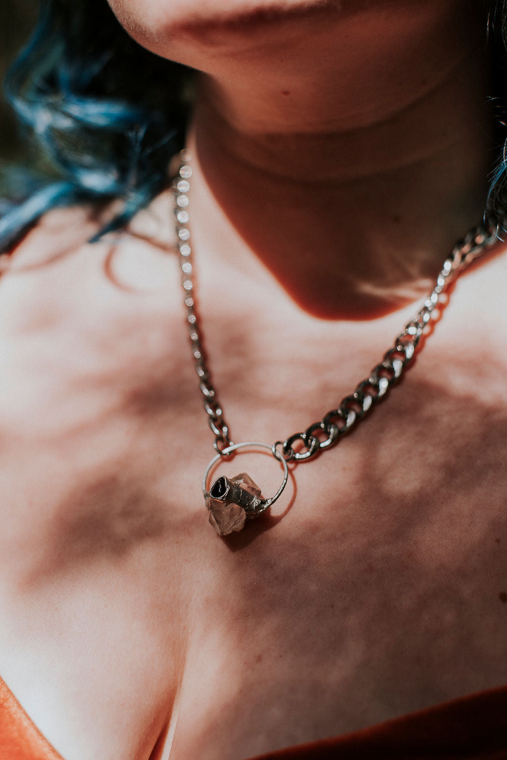 Minerva Necklace – Herkimer Diamond & Black Obsidian