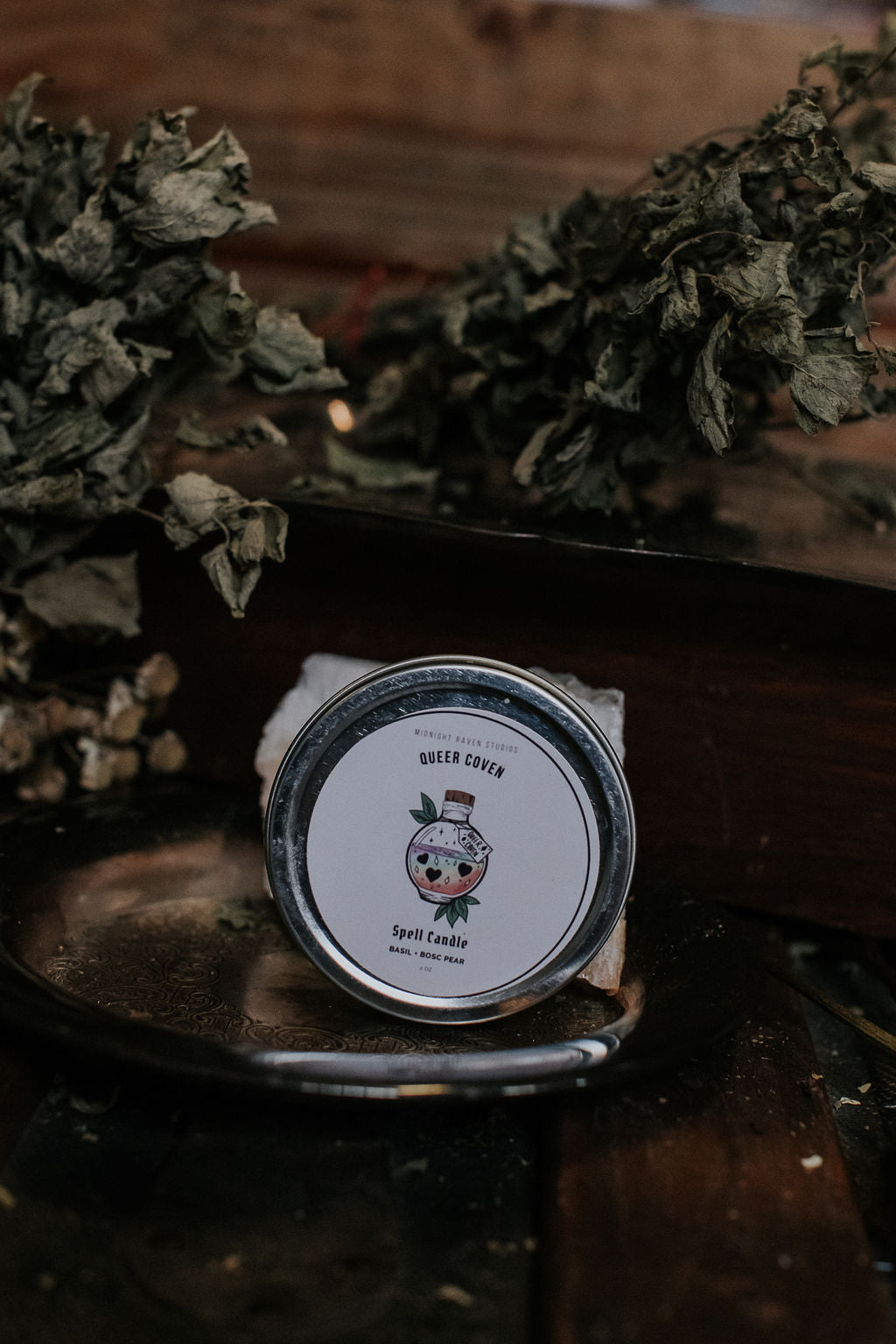 Queer Coven Manifestation Candle - Basil and Bosc Pear