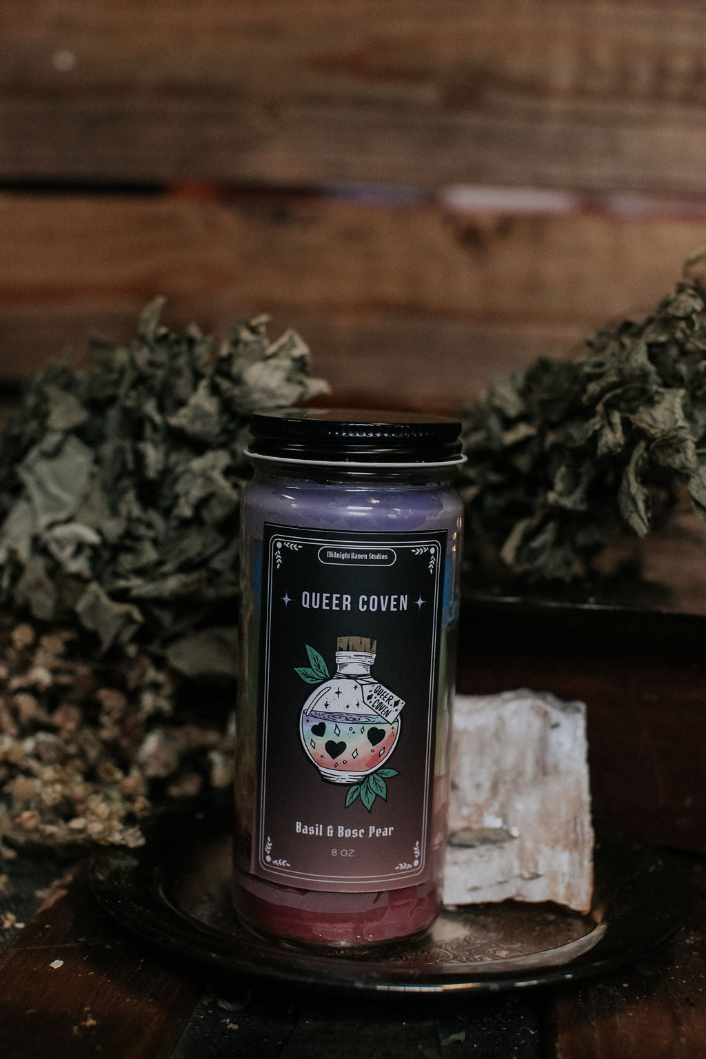 Queer Coven Manifestation Candle - Basil and Bosc Pear