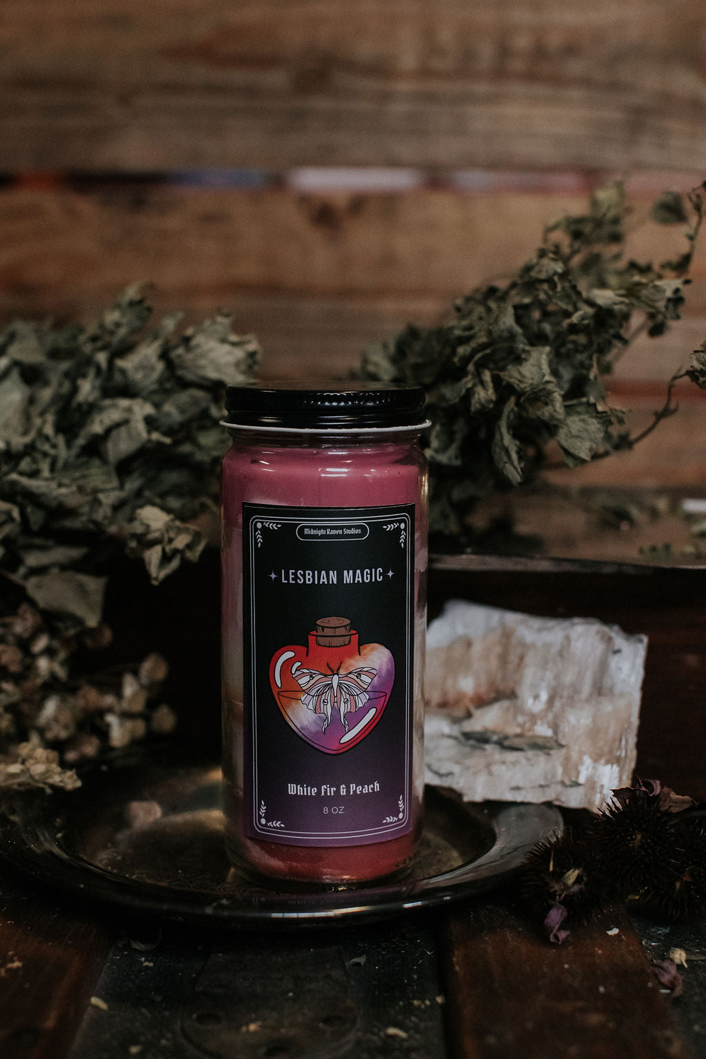 Lesbian Magic Manifestation Candle - White Fir & Peach