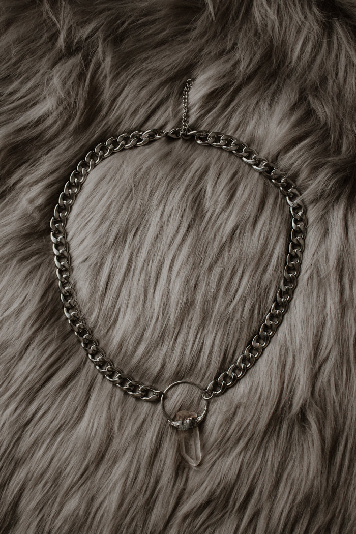 Athena Thick Chain Necklace - Clear Quartz