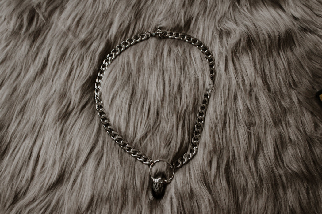 Athena Thick Chain Necklace - Black Aura